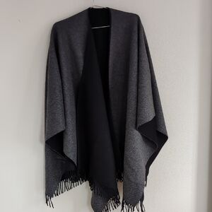 Reversible Merino Wool Fringe Shawl